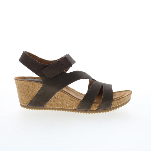 Eurosoft Elda ES0028300 Womens Brown Suede Strap Wedges Sandals Shoes