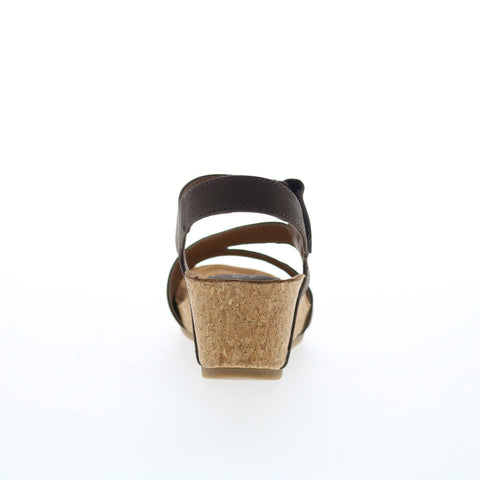 Eurosoft Elda ES0028300 Womens Brown Suede Strap Wedges Sandals Shoes