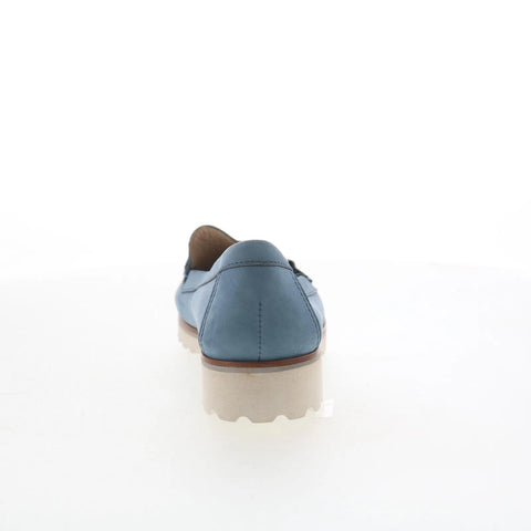 Hush Puppies Estrela H509340 Womens Blue Leather Slip On Loafer Flats Shoes