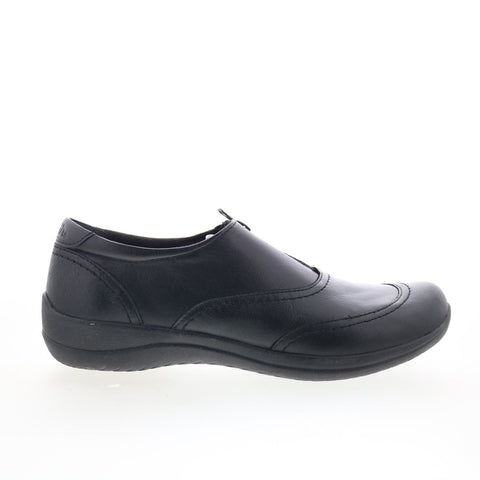 Earth Fannie ETFANNIE Womens Black Leather Zipper Loafer Flats Shoes