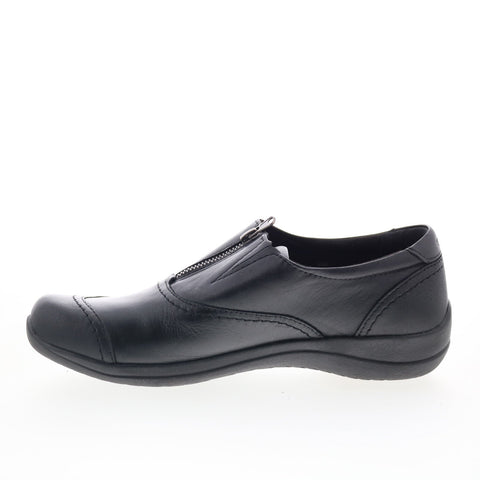 Earth Fannie ETFANNIE Womens Black Leather Zipper Loafer Flats Shoes