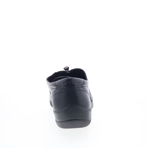 Earth Fannie ETFANNIE Womens Black Leather Zipper Loafer Flats Shoes