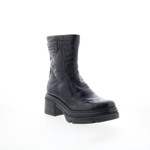 A.S. 98 Ethel Womens Black Leather Zipper Casual Dress Boots