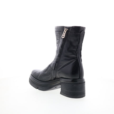 A.S. 98 Ethel Womens Black Leather Zipper Casual Dress Boots