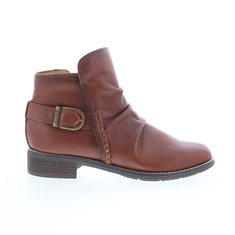 Earth Naira ETNAIRA Womens Brown Leather Zipper Ankle & Booties Boots