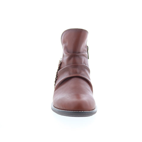 Earth Naira ETNAIRA Womens Brown Leather Zipper Ankle & Booties Boots
