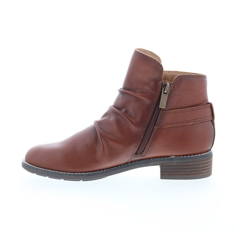 Earth Naira ETNAIRA Womens Brown Leather Zipper Ankle & Booties Boots