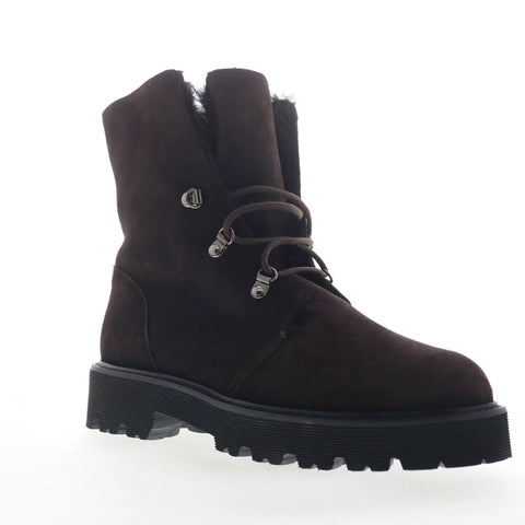 Aquatalia Eva TW5EVAC16 Womens Brown Suede Lace Up Ankle & Booties Boots