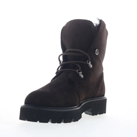 Aquatalia Eva TW5EVAC16 Womens Brown Suede Lace Up Ankle & Booties Boots