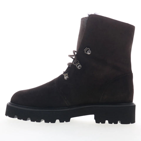 Aquatalia Eva TW5EVAC16 Womens Brown Suede Lace Up Ankle & Booties Boots