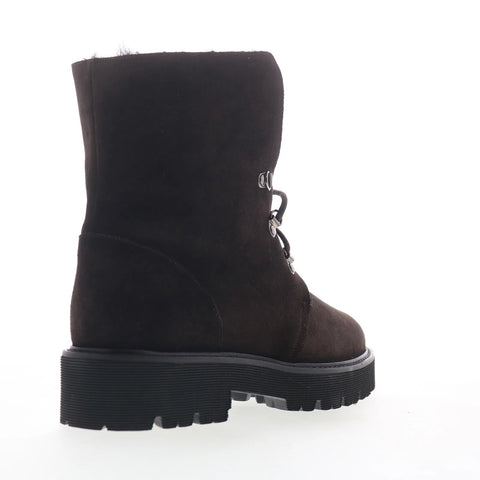 Aquatalia Eva TW5EVAC16 Womens Brown Suede Lace Up Ankle & Booties Boots