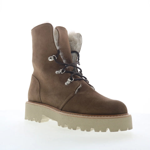 Aquatalia Eva TW5EVAO1 Womens Brown Suede Lace Up Ankle & Booties Boots