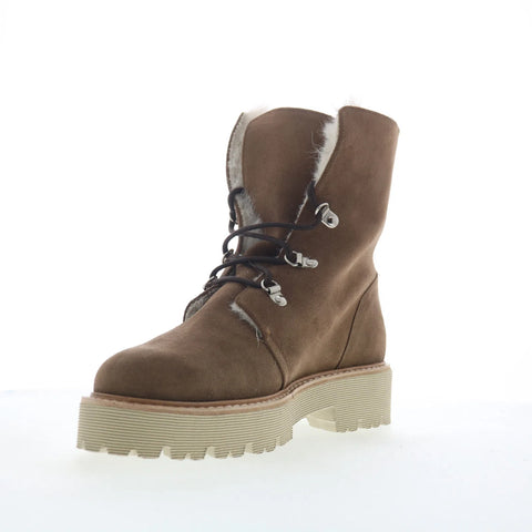 Aquatalia Eva TW5EVAO1 Womens Brown Suede Lace Up Ankle & Booties Boots