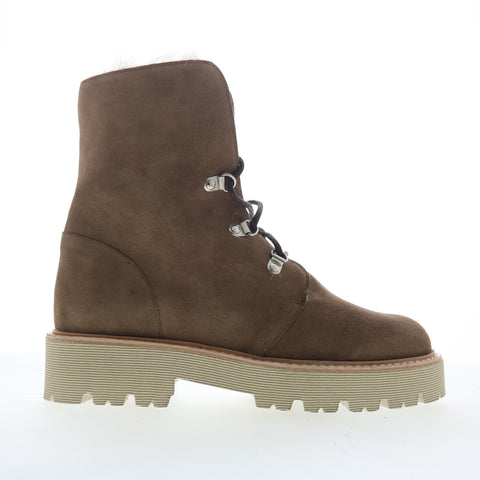 Aquatalia Eva TW5EVAO1 Womens Brown Suede Lace Up Ankle & Booties Boots