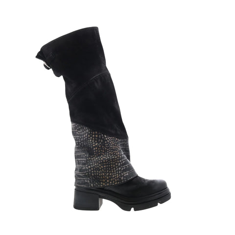 A.S. 98 Everton Womens Black Leather Zipper Over The Knee Boots