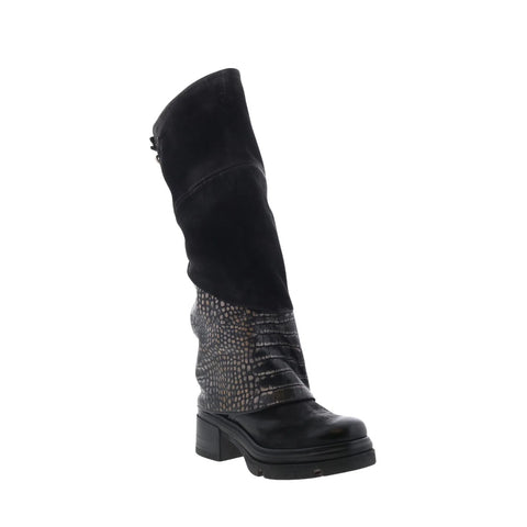 A.S. 98 Everton Womens Black Leather Zipper Over The Knee Boots