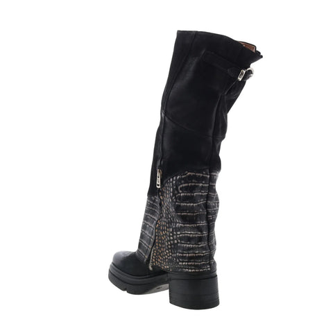 A.S. 98 Everton Womens Black Leather Zipper Over The Knee Boots