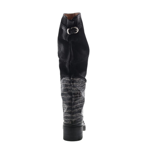 A.S. 98 Everton Womens Black Leather Zipper Over The Knee Boots