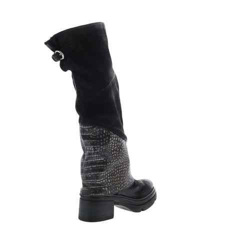 A.S. 98 Everton Womens Black Leather Zipper Over The Knee Boots
