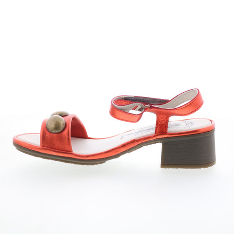 Fly London Exie EXIE487FLY-000 Womens Red Leather Heeled Sandals Shoes