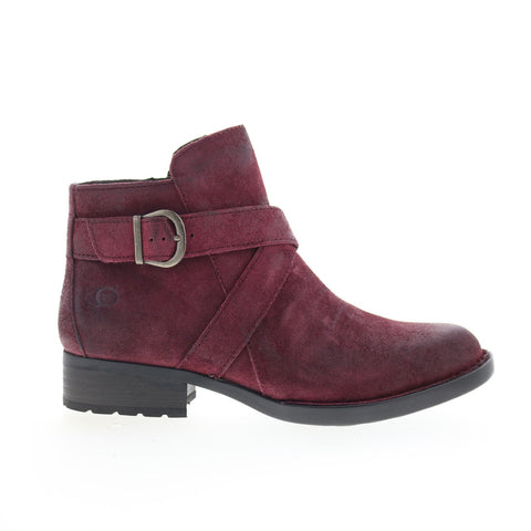 Born Trinculo F11447 Womens Burgundy Leather Zipper Ankle & Booties Boots