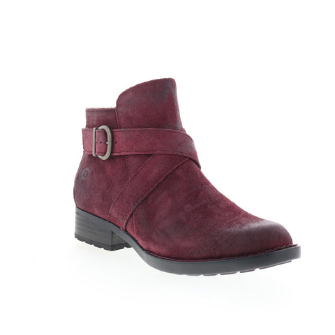 Born Trinculo F11447 Womens Burgundy Leather Zipper Ankle & Booties Boots