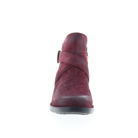 Born Trinculo F11447 Womens Burgundy Leather Zipper Ankle & Booties Boots
