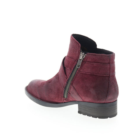 Born Trinculo F11447 Womens Burgundy Leather Zipper Ankle & Booties Boots