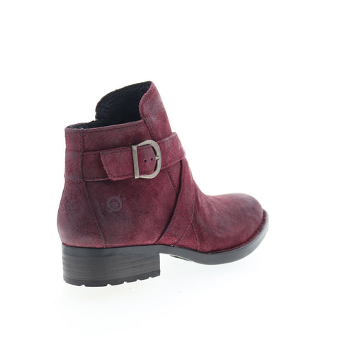 Born Trinculo F11447 Womens Burgundy Leather Zipper Ankle & Booties Boots