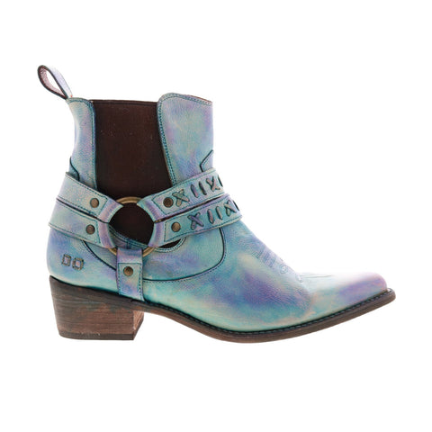 Bed Stu Camila F302004 Womens Blue Leather Zipper Casual Dress Boots