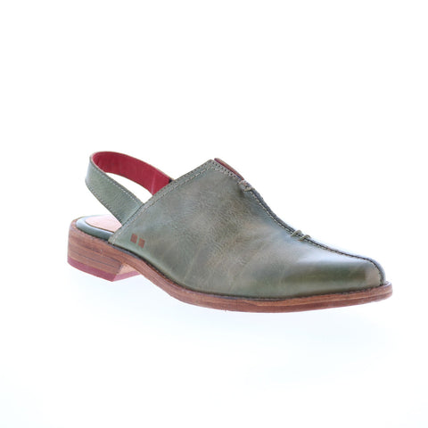 Bed Stu Zaria F319013 Womens Green Leather Mule Flats Shoes