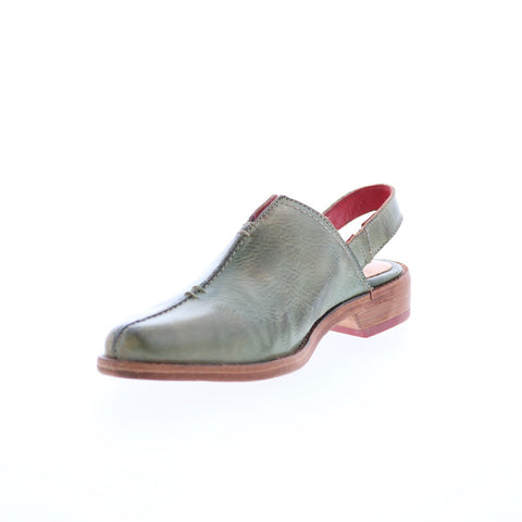 Bed Stu Zaria F319013 Womens Green Leather Mule Flats Shoes
