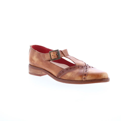 Bed Stu Jenny F320004 Womens Brown Leather Hook & Loop Loafer Flats Shoes