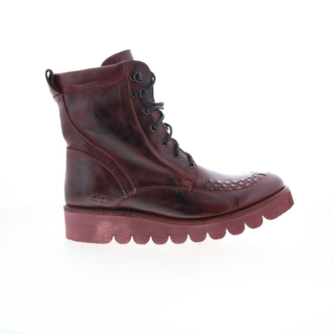 Bed Stu Elisha II F321018 Womens Burgundy Leather Lace Up Casual Dress Boots