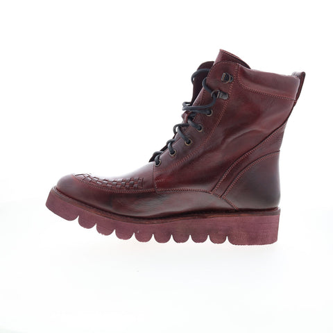 Bed Stu Elisha II F321018 Womens Burgundy Leather Lace Up Casual Dress Boots