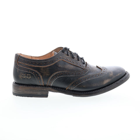 Bed Stu Lita F321102 Womens Black Leather Lace Up Oxford Flats Shoes