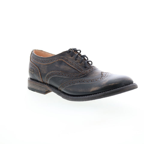 Bed Stu Lita F321102 Womens Black Leather Lace Up Oxford Flats Shoes