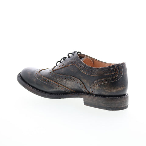 Bed Stu Lita F321102 Womens Black Leather Lace Up Oxford Flats Shoes