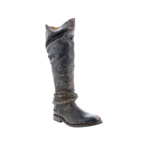 Bed Stu Eva F321120 Womens Black Leather Zipper Knee High Boots