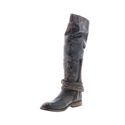 Bed Stu Eva F321120 Womens Black Leather Zipper Knee High Boots