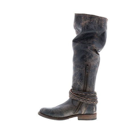 Bed Stu Eva F321120 Womens Black Leather Zipper Knee High Boots