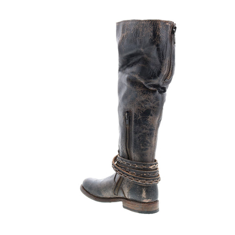 Bed Stu Eva F321120 Womens Black Leather Zipper Knee High Boots