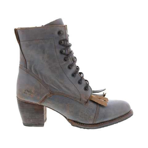 Bed Stu Finis F322007 Womens Gray Leather Lace Up Casual Dress Boots