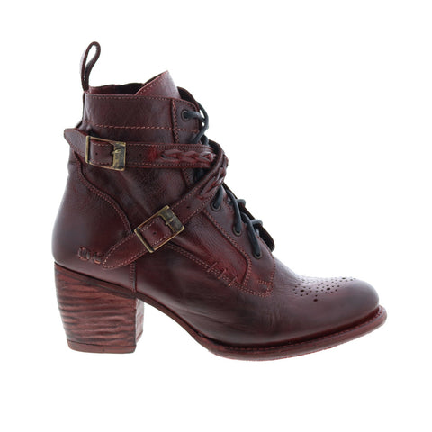 Bed Stu Allie F322017 Womens Burgundy Leather Lace Up Casual Dress Boots