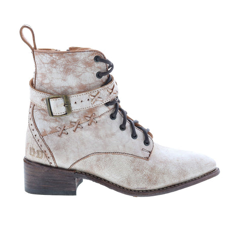 Bed Stu Era F328009 Womens White Leather Lace Up Casual Dress Boots