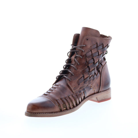 Bed Stu Loretta F328030 Womens Brown Leather Lace Up Ankle & Booties Boots