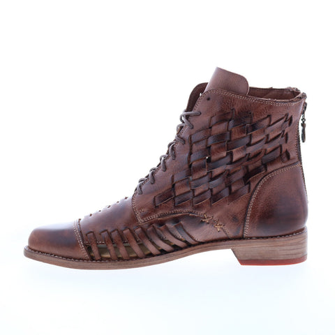 Bed Stu Loretta F328030 Womens Brown Leather Lace Up Ankle & Booties Boots