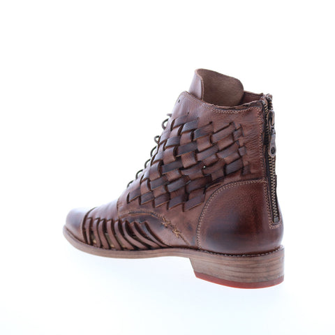 Bed Stu Loretta F328030 Womens Brown Leather Lace Up Ankle & Booties Boots