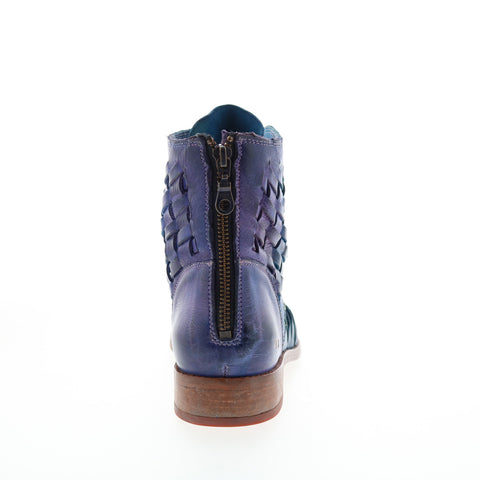Bed Stu Loretta F328030 Womens Blue Leather Lace Up Casual Dress Boots