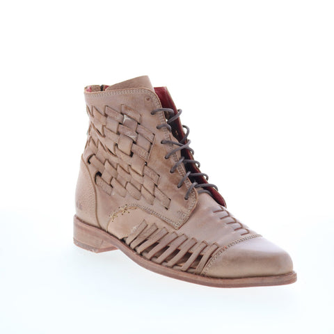 Bed Stu Loretta F328030 Womens Brown Leather Lace Up Ankle & Booties Boots